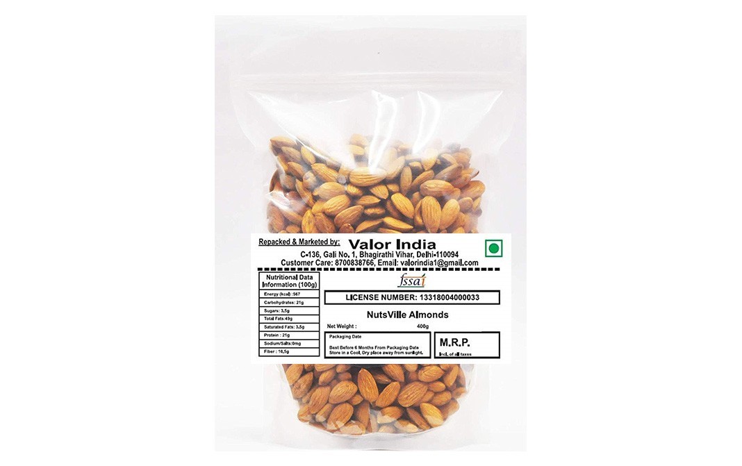 Nuts Ville Natural & Crisp California Almonds   Pack  400 grams